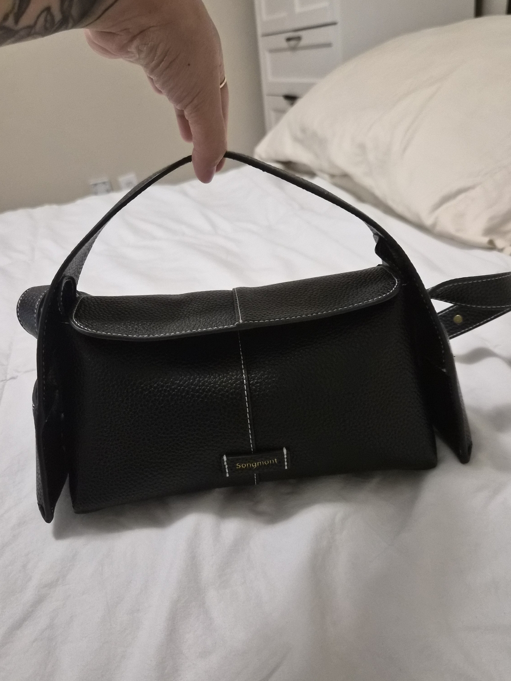 Songmont Black Pebbled Leather Crossbody - Picture 2 of 9